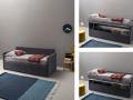 Izvlečna postelja MAYA BOXLATERALE - Twils - Maros - Izvlečna postelja MAYA BOXLATERALE - Twils - Maros, enojna postelja z izvlečnim ležiščem v sivi tkanini