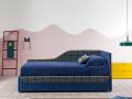 Izvlečna postelja MAYA WAVE - Twils - Maros - Izvlečna postelja MAYA WAVE - Twils - Maros, enojna postelja v modri tkanini