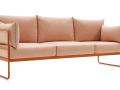 Trosed vrtne sedežne garniture Easy - Trosed vrtne sedežne garniture Easy, na kovinskem, cevastem podnožju, mehke in udobne blazine v oranžni tkanini. Vsi materiali so primerni za uporabo na prostem 