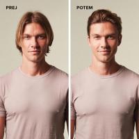 Moška frizura prej in potem – urejeni lasje z več volumna in strukture po oblikovanju