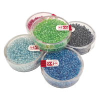 Barvne perle v škatlici, kovinske barve, 17 g, Ø2,6 mm