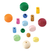 Lesene perle, različnih oblik, mešane, 25 perl
