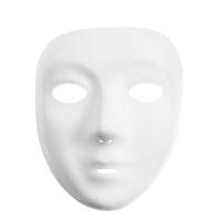 Pustna maska iz plastike, 17.5 x 14 cm, bela