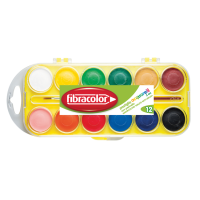 Vodene barvice v plastični škatli Fibracolor, 12 barv