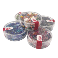 Barvne perle in valjčki v škatlici, 17 g, mešani