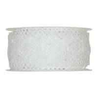 Bombažna kvačkana čipka, 35 mm, 1 m, bela