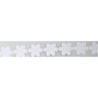 Dekoracije v traku, 20 mm, cvet, bele, dolžina 1 m