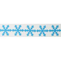 Dekoracije v traku, 22 mm, snežinka, modre, dolžina 1 m