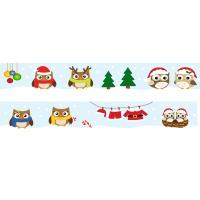 Dekorativni lepilni trak URSUS, 15 mm x 10 m, Božične sovice