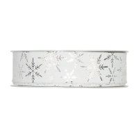 Dekorativni trak, 25 mm, ledeni kristali, bel, 1m