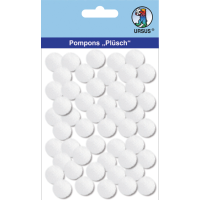 Komplet cofkov iz pliša, Ø15 mm, beli, 60 kosov