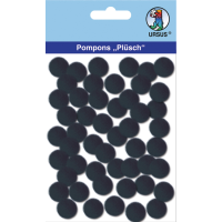 Komplet cofkov iz pliša, Ø15 mm, črni, 60 kosov