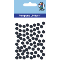 Komplet cofkov iz pliša, Ø7 mm, črni, 70 kosov