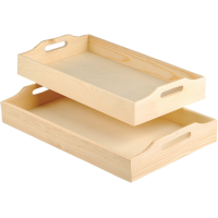 Komplet dveh lesenih pladnjev, 42 x 26 x 7 + 39 x 23 x 5 cm