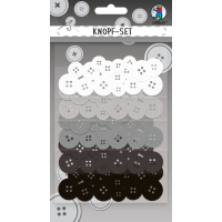 Komplet gumbov, Ø1.2 - 2 cm, črno - beli, 80 kosov