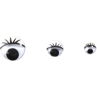 Komplet okroglih očes s trepalnicami, 4 x Ø7, 4 x Ø10, 2 x Ø15 mm, 10 kosov
