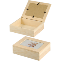 Lesena škatla za shranjevanje z okvirjem za sliko, 19 x 15.5 x 6 cm