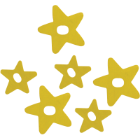 Lesena zvezdica, 3,5 / 5 cm, rumena, 12 kosov