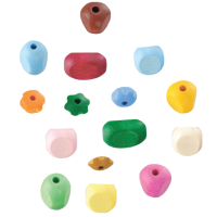 Lesene perle, različnih oblik, mešane, 30 perl