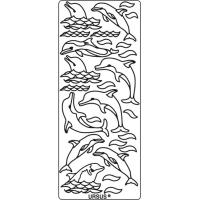 Nalepke, hologramsko modre, 10 x 23 cm, delfini