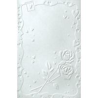 Reliefne voščilnice s kuvertami, bele, vrtnici, 5 parov