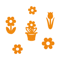 Rožice iz filca, 15 - 21 x 35 mm, oranžne, 18 kosov