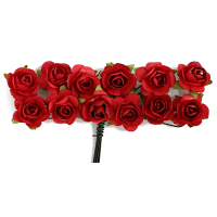 Rožice iz papirja na žici, 15 mm, rdeče, 12 kosov