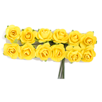 Rožice iz papirja na žici, 15 mm, rumene, 12 kosov