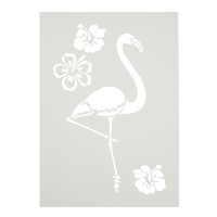 Šablona, A4, flamingo in cvetovi