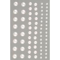Samolepilne polovične perlice, 3 / 5 / 7 mm, biserno bele, 72 kosov