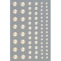Samolepilne polovične perlice, 3 / 5 / 7 mm, biserno krem, 72 kosov