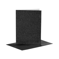 Voščilnica in kuverta, 10.5 x 15 cm, glitter črna, 1 komplet