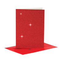 Voščilnica in kuverta, 10.5 x 15 cm, glitter rdeča, 1 komplet