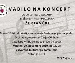 Koncert ob 20-letnici delovanja Mešanega pevskega zbora Žerjavčki