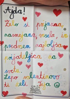 Eno od valentinovih sporočil FOTO: ARHIV ŠOLE