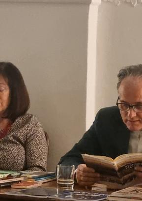 Janez Ramoveš je prebral nekaj svojih pesmi v narečju. / Foto: Mateja Rant