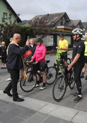 Blagoslov koles in kolesarjev pred odprtjem nove kolesarske sezone občinskega kolesarskega kroga FOTO: GORAZD KAVČIČ