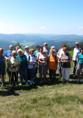 Člani društva na Gabrški gori. Redna telesna dejavnost je za bolnike s to boleznijo zelo pomembna. FOTO: TANJA OBLAK