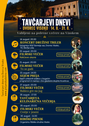 Tavčarjevi dnevi na Visokem vabijo