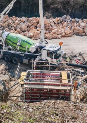 Betoniranje sten pri črpališču Kopačnica FOTO: ARHIV OBČINE