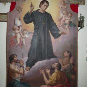 Matija Bradaška: Sveti Lenart rešuje ujetnike, oltarna slika, župnijska cerkev v Kropi