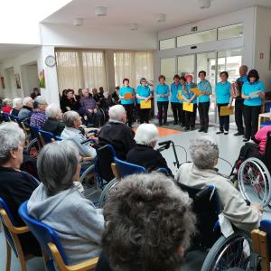 Članice in člani s kulturnim programom radi nastopijo v domovih za ostarele. Foto: arhiv DU za Poljansko dolino