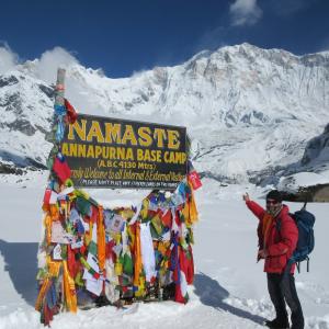 Na cilju poti, v baznem taboru pod Anapurno na nadmorski višini 4130 metrov FOTO: OSEBNI ARHIV