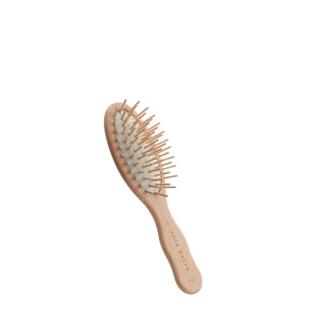 Ovalna krtača iz bukovega lesa potovalne velikosti