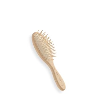 Ovalna krtača iz bukovega lesa potovalne velikosti