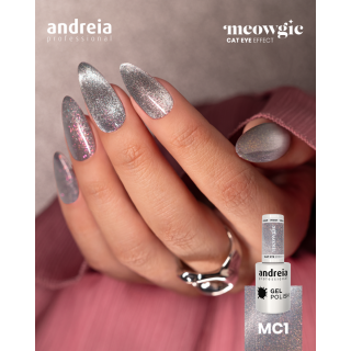  Andreia Professional gel lak MC1 – srebrno-roza cat eye učinek