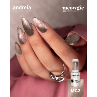 Andreia gel lak MC2 – zlatorjavi bleščice s cat eye efektom