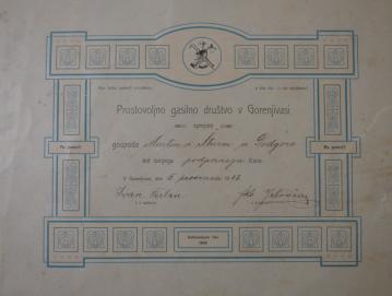 Vpisna listina Prostovoljnega gasilnega društva Gorenja vas iz leta 1908 FOTO: JURE FERLAN
