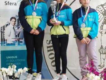 V Ormožu je v kategoriji U13 puška ekipa v sestavi (od leve proti desni) Ema Košir, Melisa Slak in Nastja Radoševič osvojila 2. mesto. FOTO: ALEŠ KOŠIR
