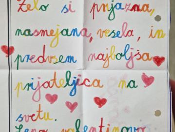 Eno od valentinovih sporočil FOTO: ARHIV ŠOLE